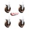 Service Caster 6 Inch High Temp Phenolic 7/8 Inch Square Stem Caster Set Total Lock Brake SCC SCC-SQTTL20S615-PHSHT-78-4 - alternate 1